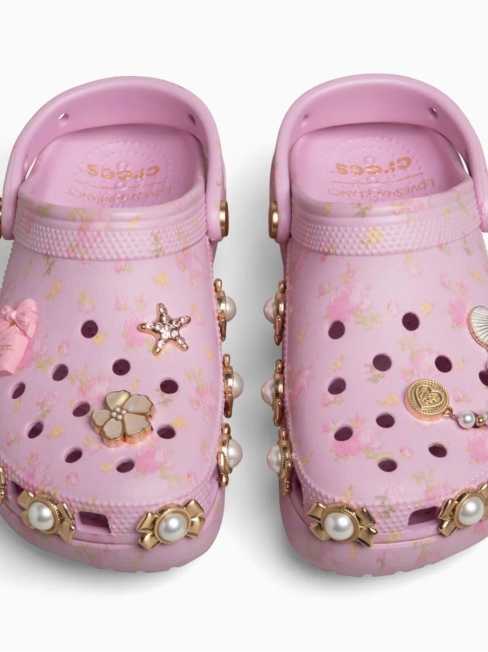 🐚💕Limited Edition LoveShackFancy Pink Pearl-Embellished Clogs - Picture 2 of 10